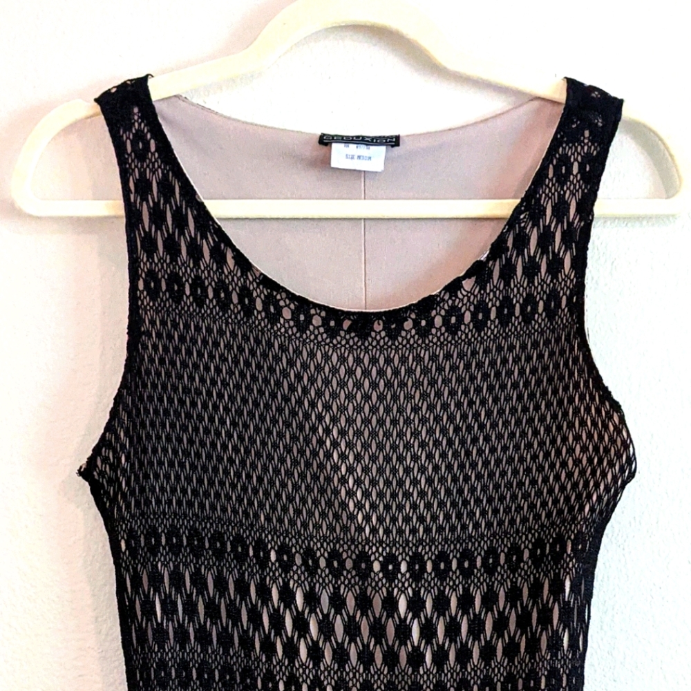 Ceduxion black lace and cream slip dress